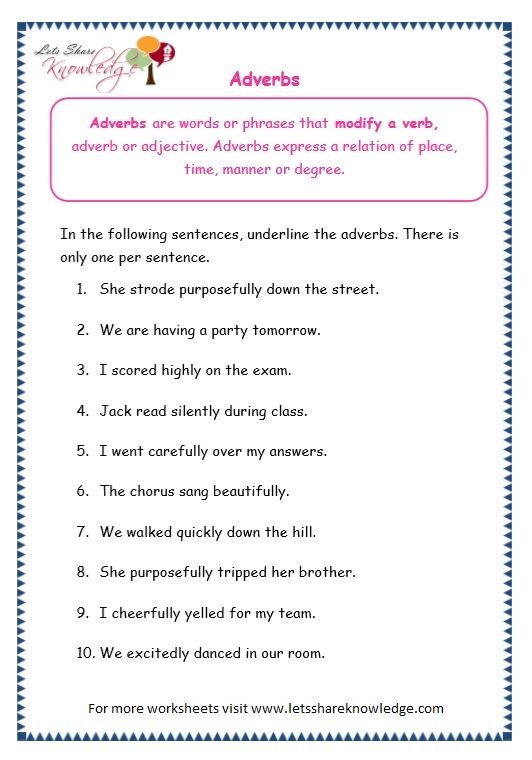 Adverbs Worksheet Grade 3