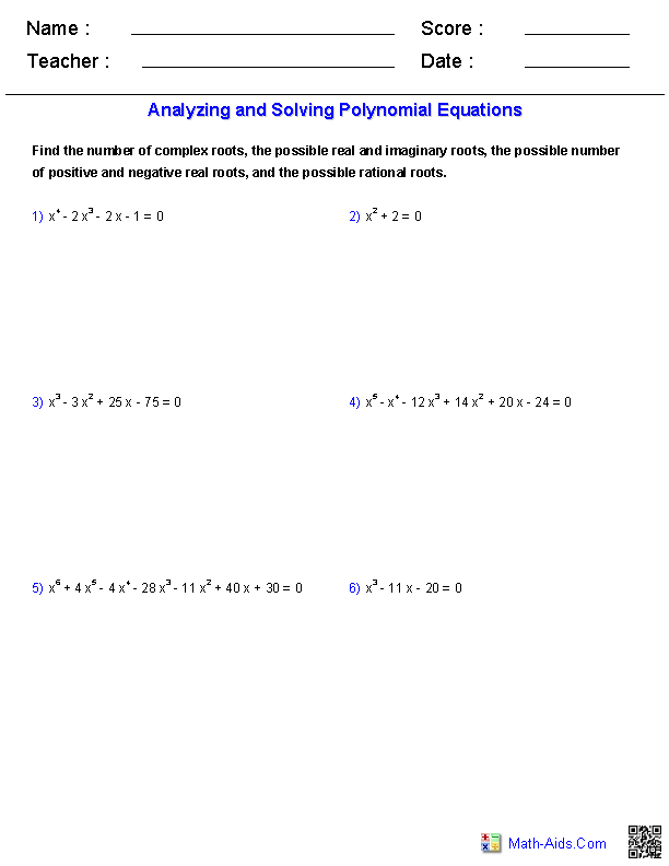 Complex Rational Expressions Worksheet