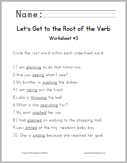 Root Words Worksheet Pdf
