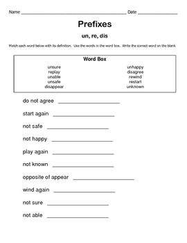 Prefixes Worksheets Grade 4