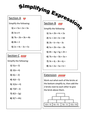 Simplifying Expressions Worksheet Pdf