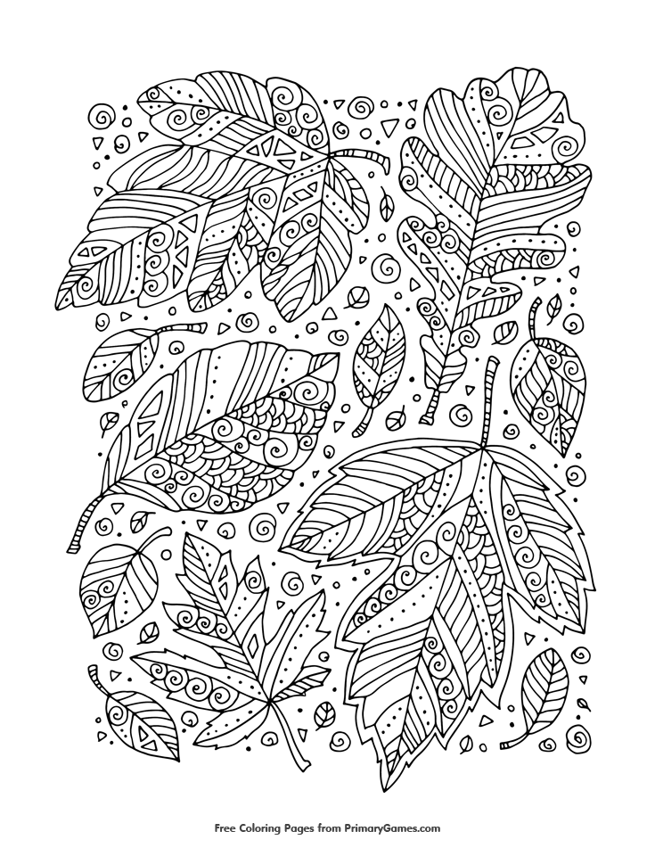 Leaf Coloring Pages Zentangle