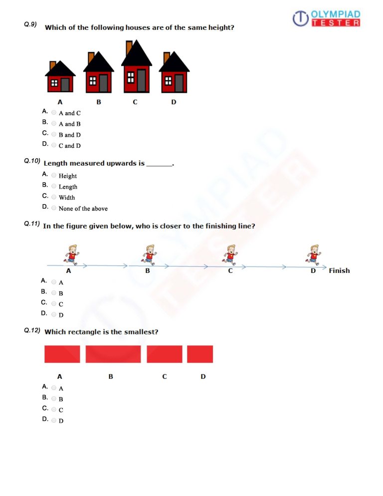 Grade 1 Assessment Test Olympiad Worksheets For Class 1 Pdf
