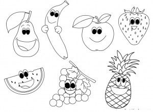 Coloring Page Fruits Drawing For Colouring