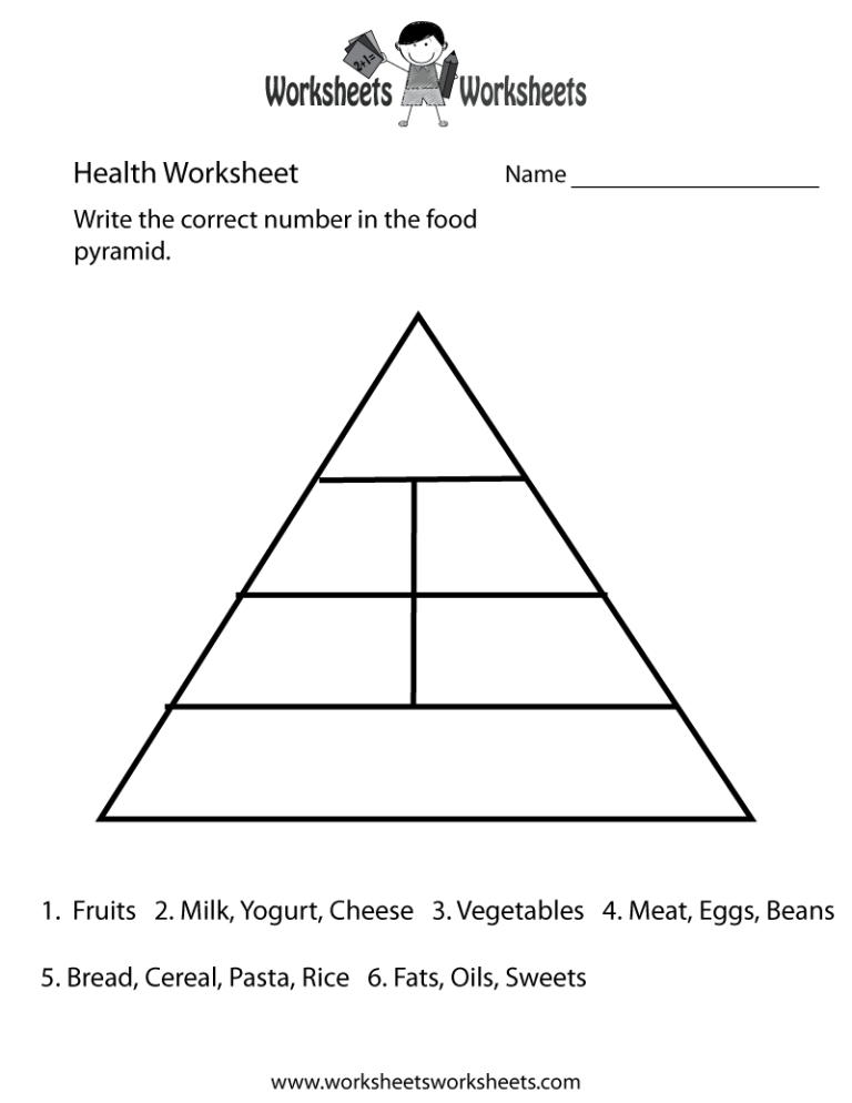 Food Pyramid Worksheet For Grade 5