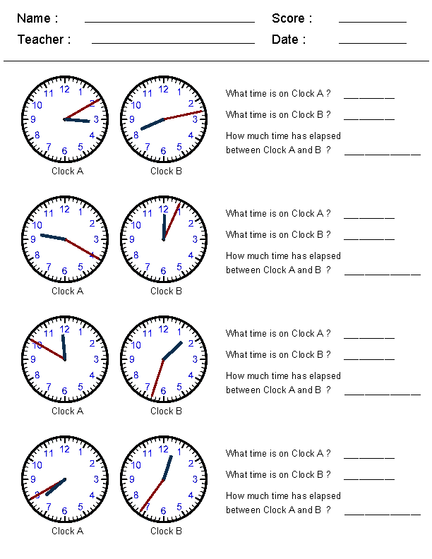 Elapsed Time Worksheets Grade 3