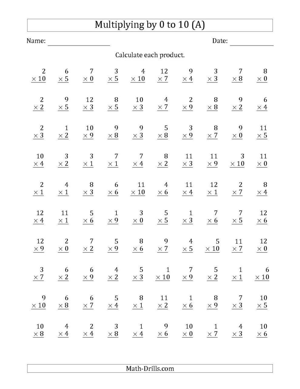 Math Facts Worksheets