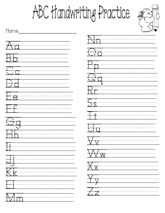 Alphabet Writing Practice Worksheets Pdf
