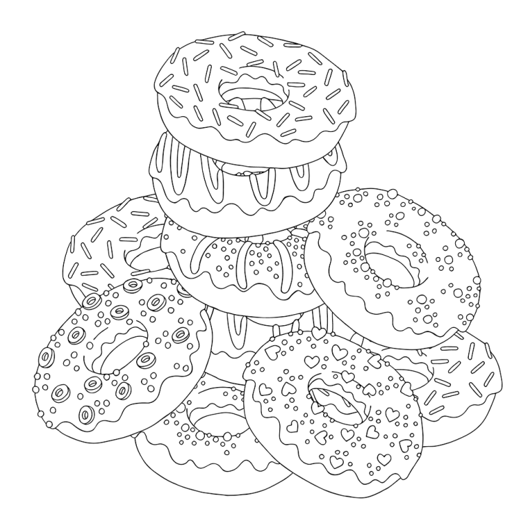 Donut Coloring Pages For Kids