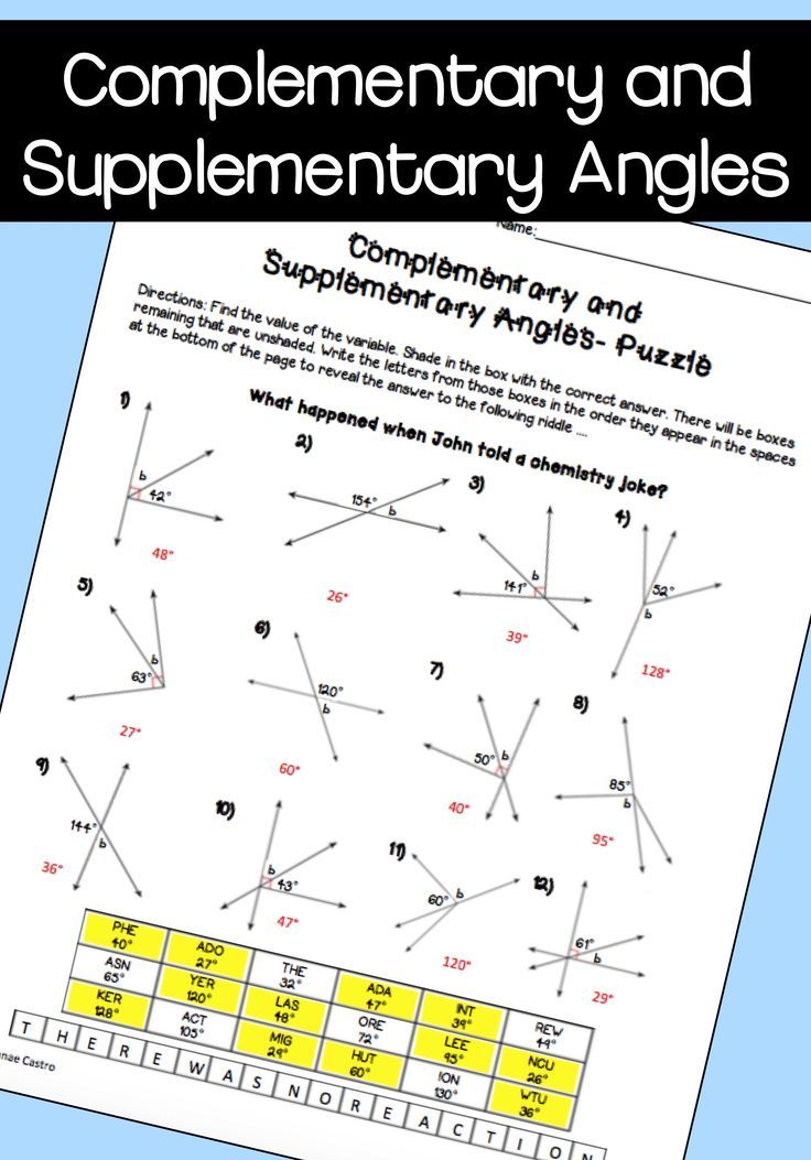 Complementary And Supplementary Angles Worksheet 7th Grade Pdf