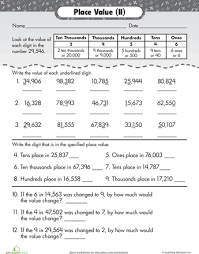 Third Grade Place Value Worksheets 4th Grade Pdf