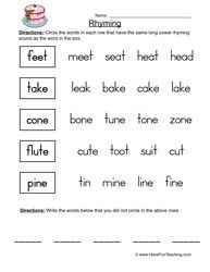 English Worksheet For Class 2 Rhyming Words