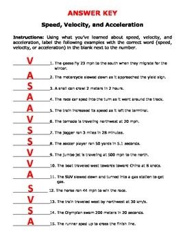 Speed And Velocity Worksheet Answer Key