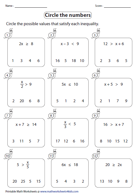 One Step Equations And Inequalities Worksheet