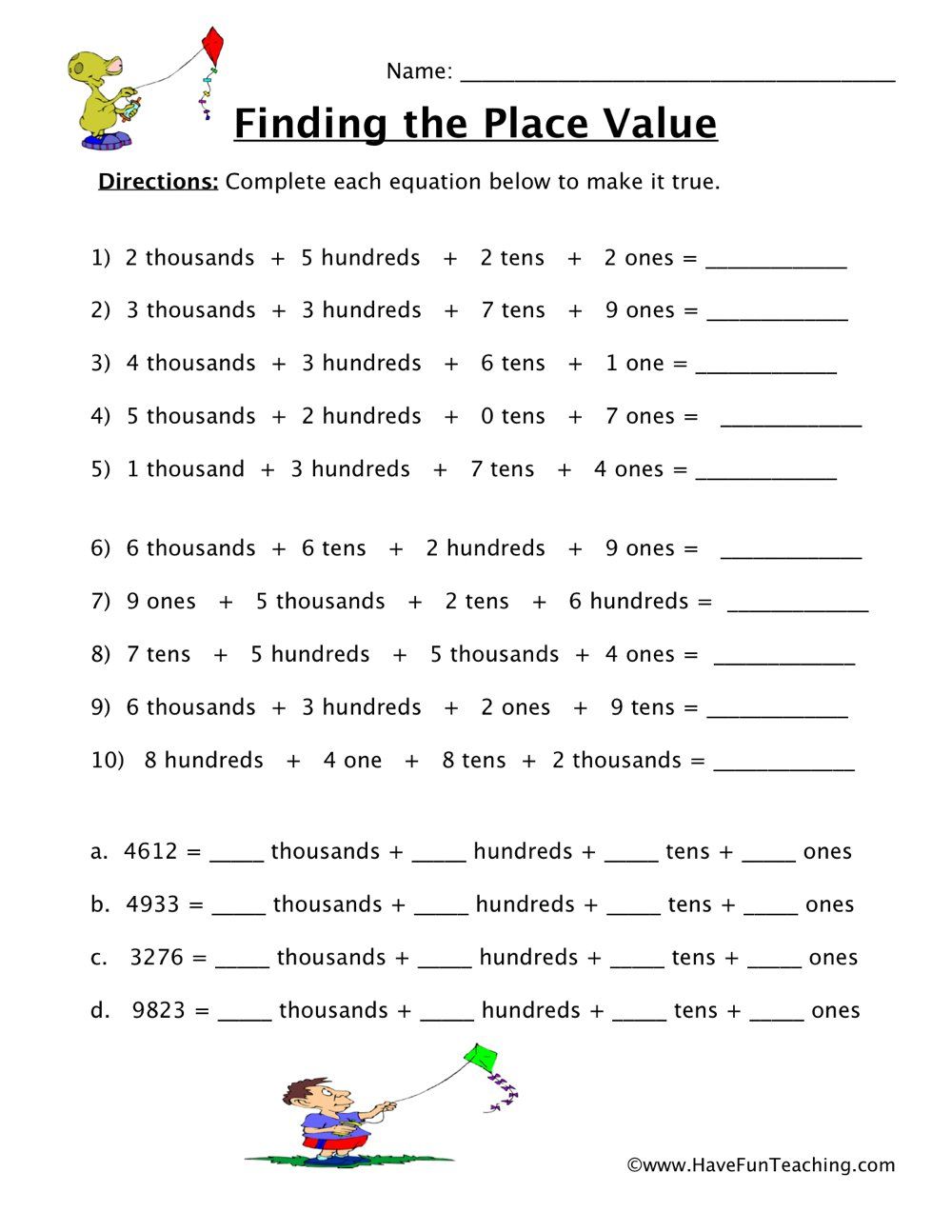Place Value Worksheets Grade 4