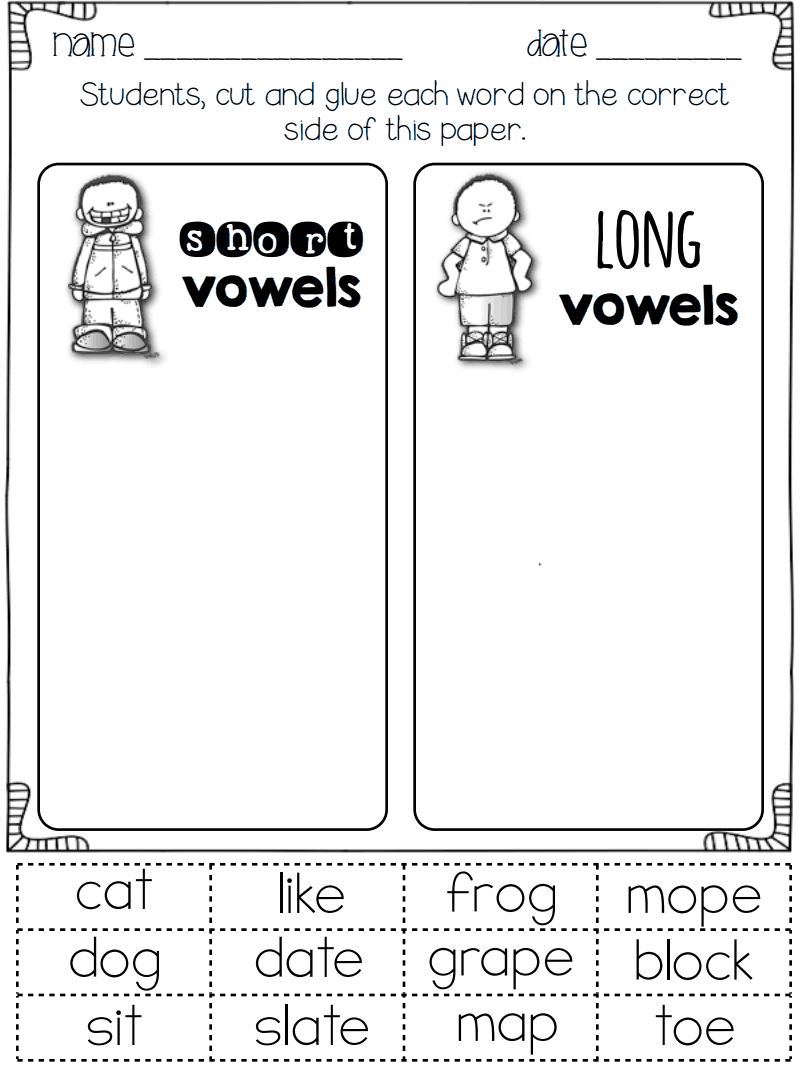 Long And Short Vowel Sounds Worksheets Pdf