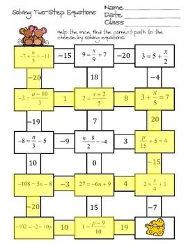 Two Step Equation Maze