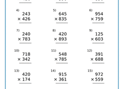 Math Worksheets Multiplication 5th Grade