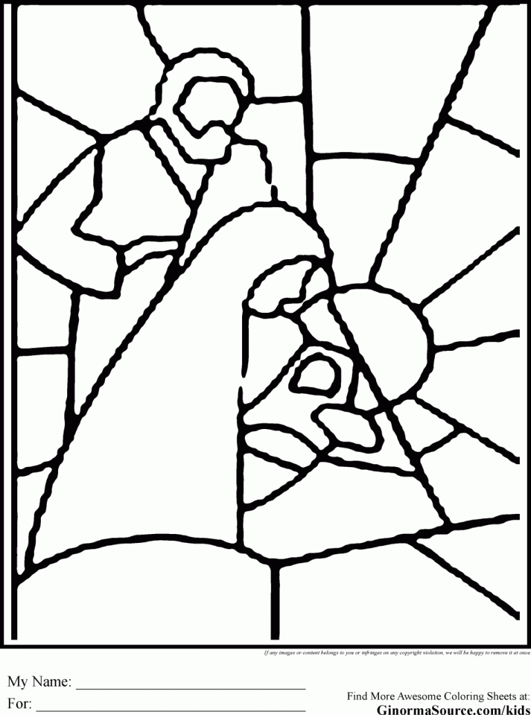 Stained Glass Nativity Coloring Page