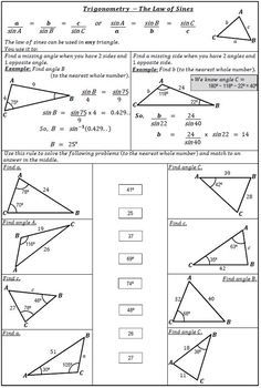 Law Of Sines And Cosines Worksheet