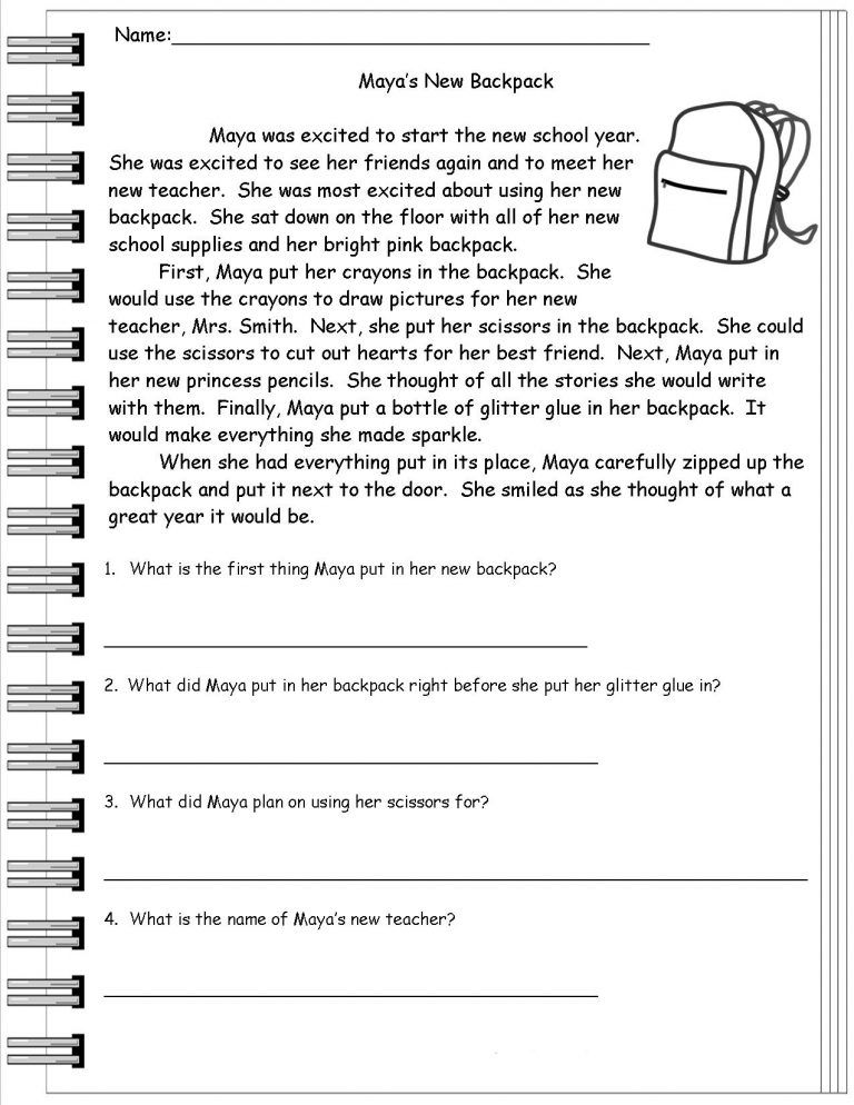 Literacy Worksheets For 2nd Grade