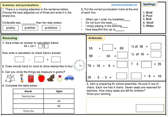 Year 2 Sats Practice Worksheets Free