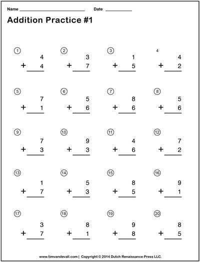 Simple Addition Worksheets Free Printable