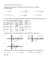 Graphing Trig Functions Review Worksheet Answers