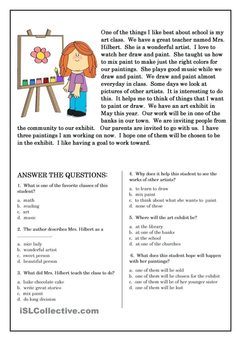 Elements Of A Story Worksheet Grade 2