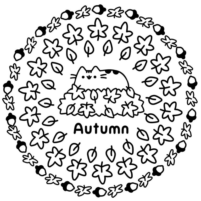 Pusheen Coloring Pages Fall