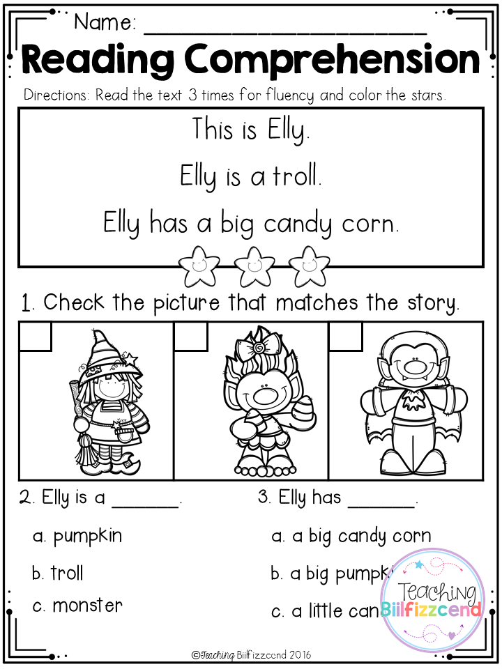 Halloween Reading Comprehension Kindergarten