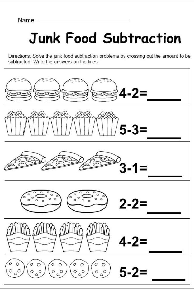 Printable Kindergarten Subtraction Worksheets