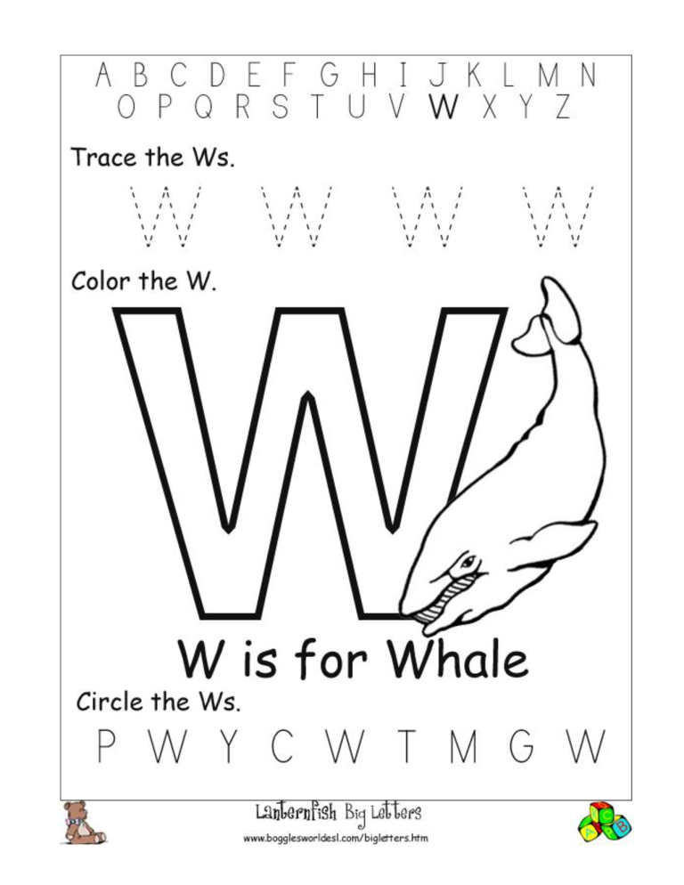 Letter W Worksheets For Toddlers