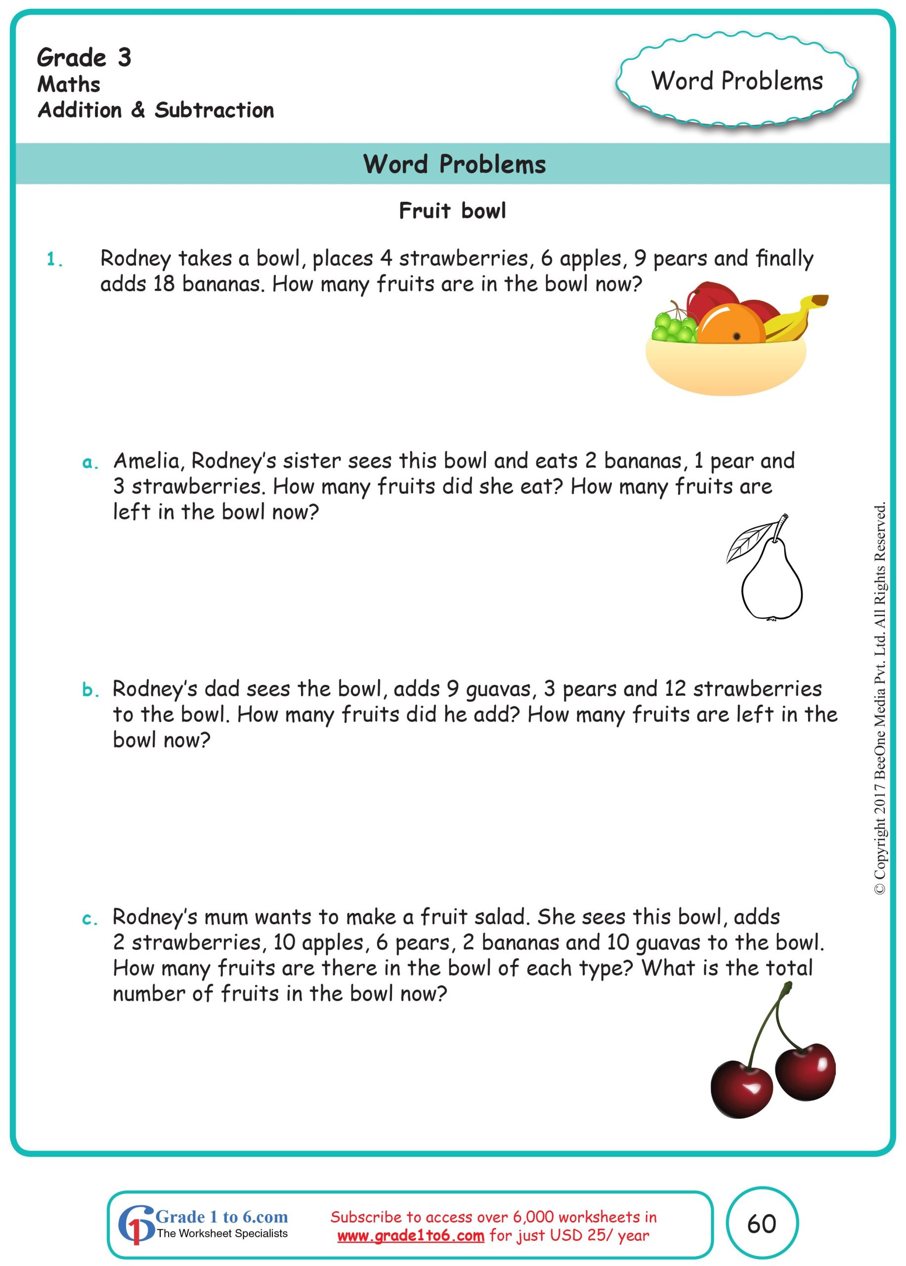 Addition Word Problems For Grade 3 Cbse