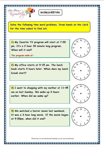 Math Problems For 3rd Graders With Answers