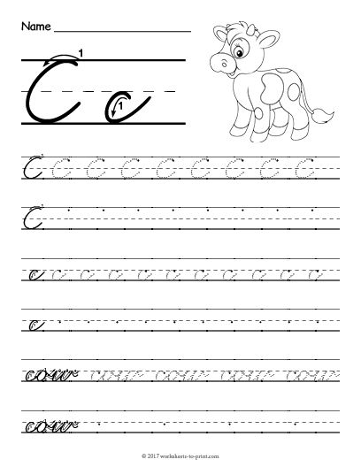 Cursive Letters Worksheet C
