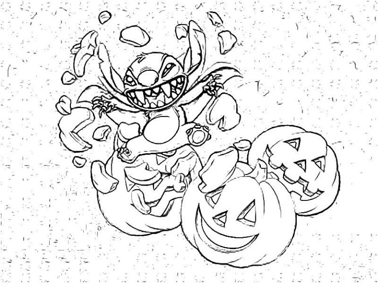 Stitch Coloring Pages Halloween