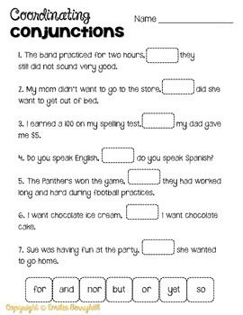 6th Grade Conjunctions Worksheets Pdf