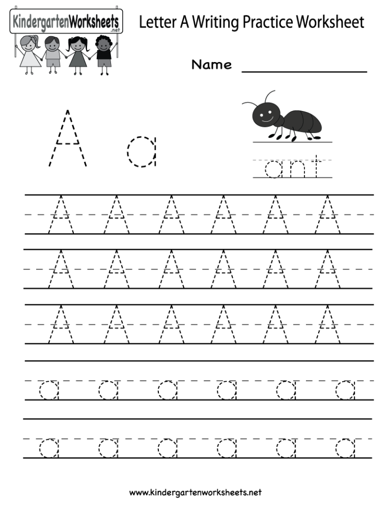 Kindergarten Writing Worksheets Letter A