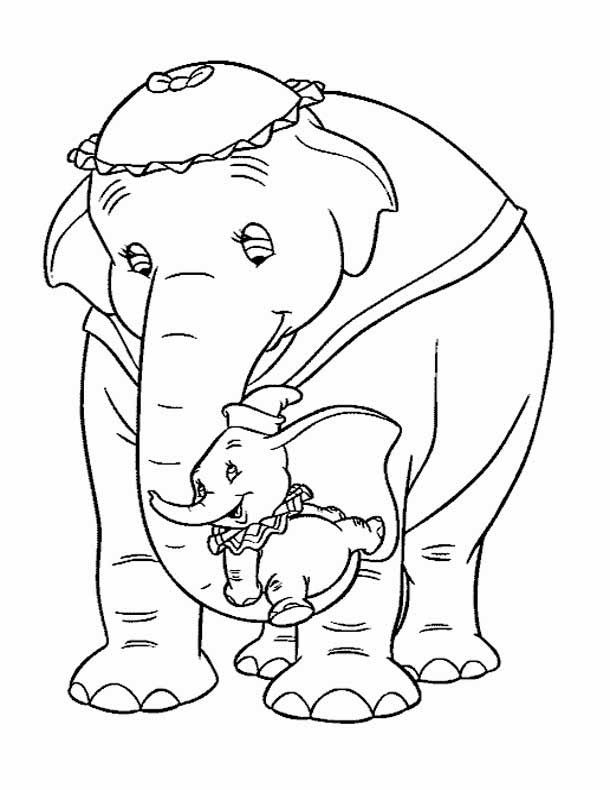 Baby Elephant Colouring Pages
