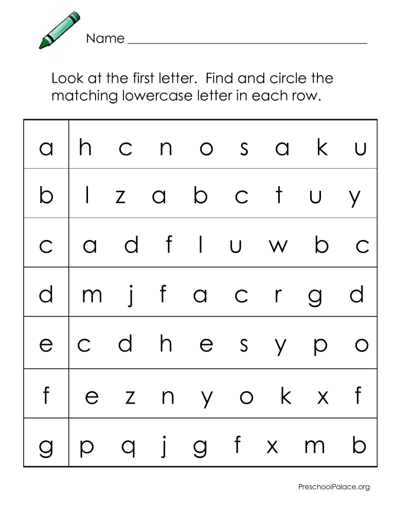 Alphabet Worksheets For Kindergarten