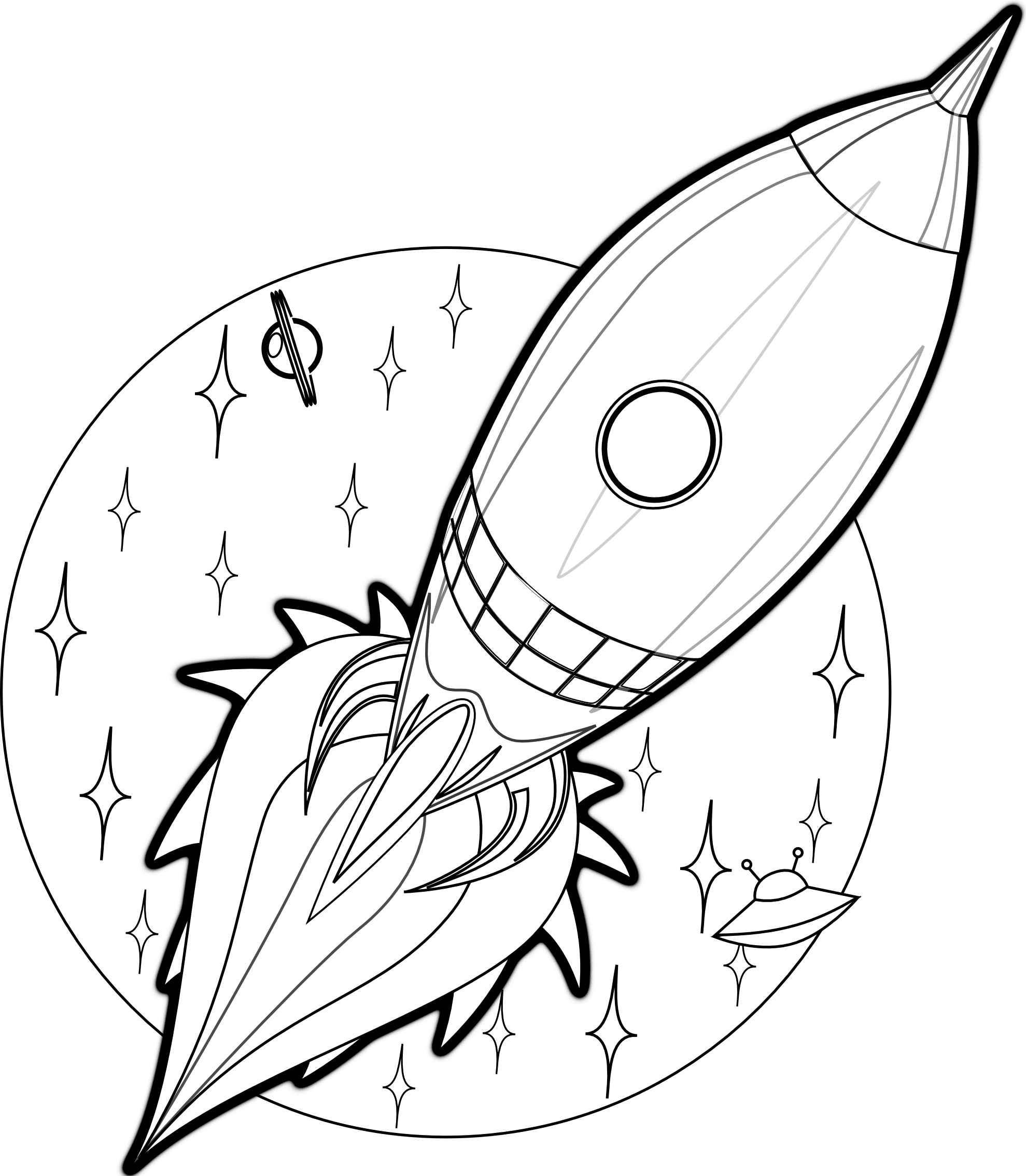 Rocket Ship Coloring Page