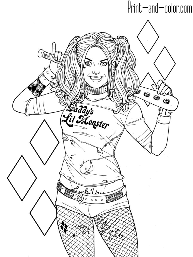 Harley Quinn Coloring Pages Kids