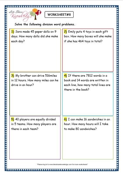 Word Problems Worksheets For Grade 3
