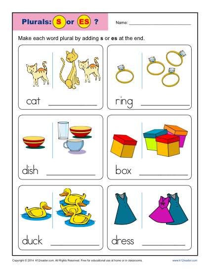 Singular And Plural Worksheets For Kindergarten