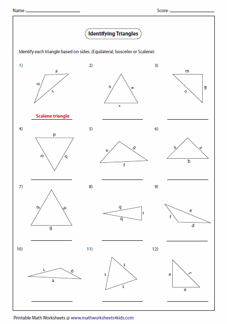Classifying Triangles Worksheet Answer Key