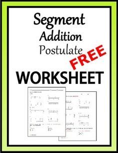 Segment Addition Postulate Worksheet Key