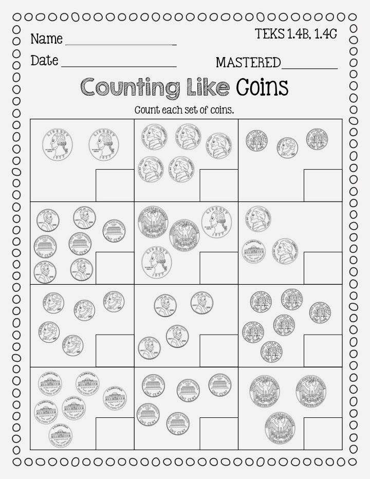Counting Coins Worksheets First Grade