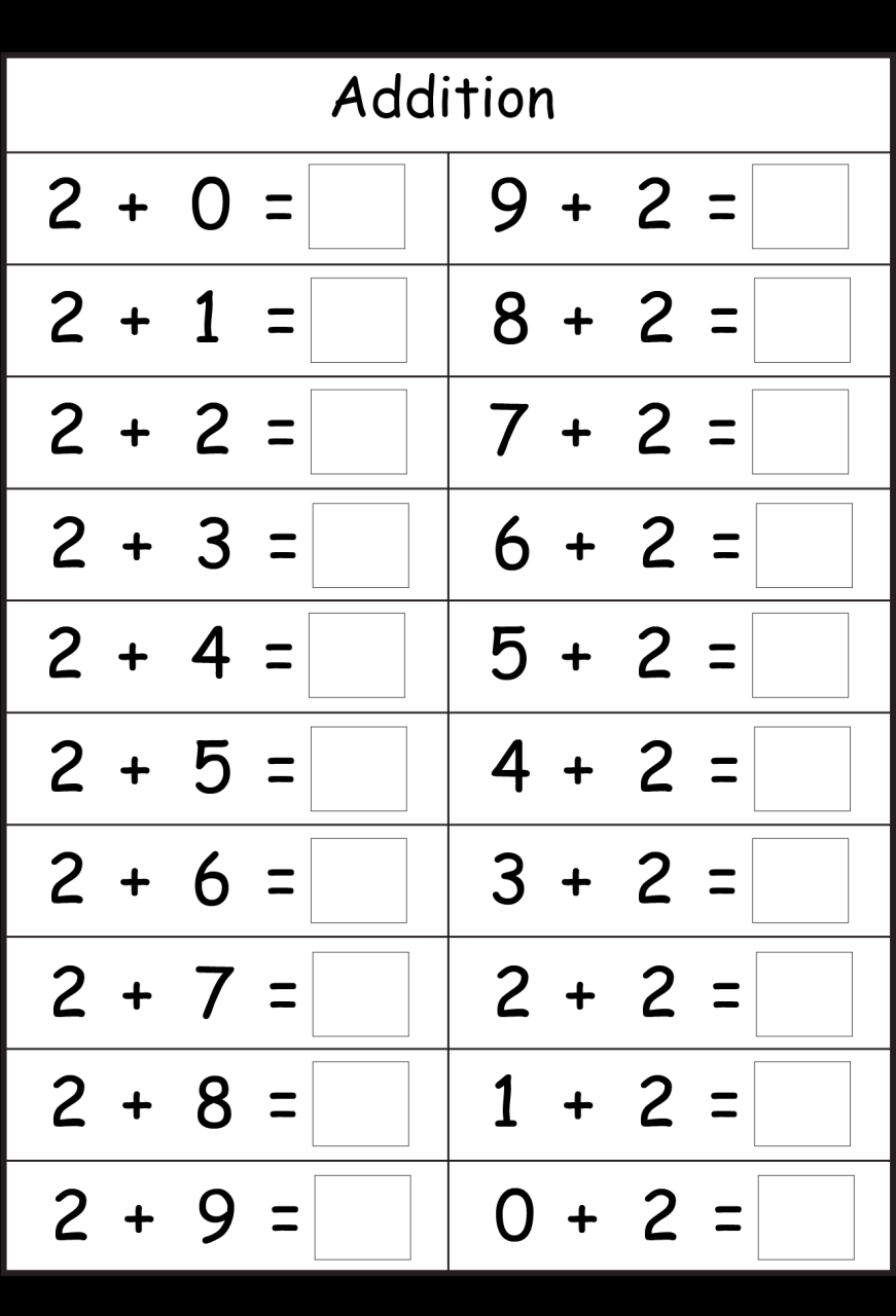 Simple Addition Worksheets