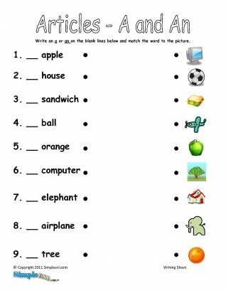 Use Of A And An Worksheet